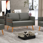 Namoradeira 02 Lugares Mari Suede Pés Palito Castanho D03 - D