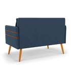 Namoradeira 02 Lugares Mari Suede Pés Palito Castanho D03 - D