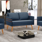 Namoradeira 02 Lugares Mari Suede Pés Palito Castanho D03 - D