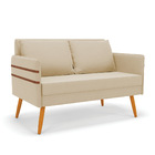 Namoradeira 02 Lugares Mari Suede Pés Palito Castanho D03 - D