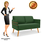 Namoradeira 02 Lugares Mari Suede Pés Palito Castanho D03 - D