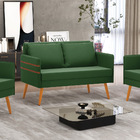 Namoradeira 02 Lugares Mari Suede Pés Palito Castanho D03 - D