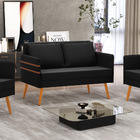 Namoradeira 02 Lugares Mari Suede Pés Palito Castanho D03 - D