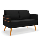 Namoradeira 02 Lugares Mari Suede Pés Palito Castanho D03 - D