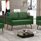 Namoradeira 02 Lugares Mari Suede Pés Palito De Ferro D03 - D