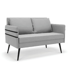 Namoradeira 02 Lugares Mari Suede Pés Palito De Ferro D03 - D