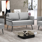 Namoradeira 02 Lugares Mari Suede Pés Palito De Ferro D03 - D