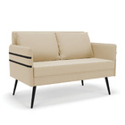 Namoradeira 02 Lugares Mari Suede Pés Palito De Ferro D03 - D