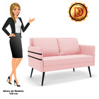 Namoradeira 02 Lugares Mari Suede Pés Palito De Ferro D03 - D