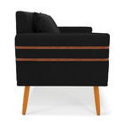 Namoradeira 02 Lugares Mari Suede Preto Pés Palito Castanho