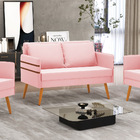 Namoradeira 02 Lugares Mari Suede Rosa Bebê Pés Palito Castan