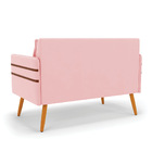 Namoradeira 02 Lugares Mari Suede Rosa Bebê Pés Palito Castan