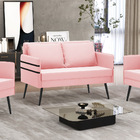 Namoradeira 02 Lugares Mari Suede Rosa Bebê Pés Palito De Fer