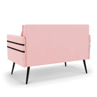 Namoradeira 02 Lugares Mari Suede Rosa Bebê Pés Palito De Fer