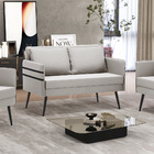 Namoradeira 02 Lugares Mari Veludo Cinza Pés Palito De Ferro