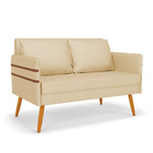 Namoradeira 02 Lugares Mari Veludo Luxo Pés Palito Castanho -