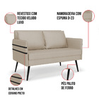 Namoradeira 02 Lugares Mari Veludo Luxo Prata A130 Pés Palito