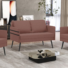 Namoradeira 02 Lugares Mari Veludo Pés Palito De Ferro D03 -