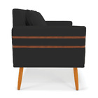 Namoradeira 02 Lugares Mari Veludo Preto Pés Palito Castanho