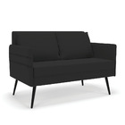 Namoradeira 02 Lugares Mari Veludo Preto Pés Palito De Ferro