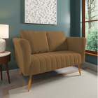 Namoradeira 02 Lugares Marilia Linho Grosso Dourado A102 Pés