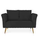 Namoradeira 02 Lugares Marilia Linho Pés Palito Castanho D03