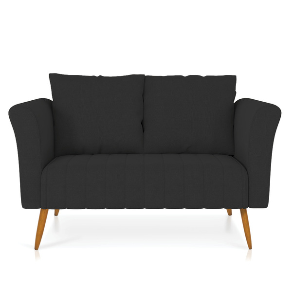 Namoradeira 02 Lugares Marilia Linho Pés Palito Castanho D03