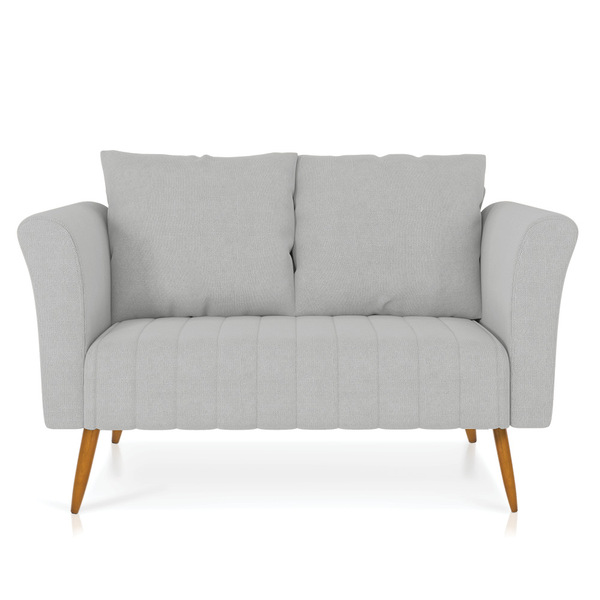 Namoradeira 02 Lugares Marilia Linho Pés Palito Castanho D03