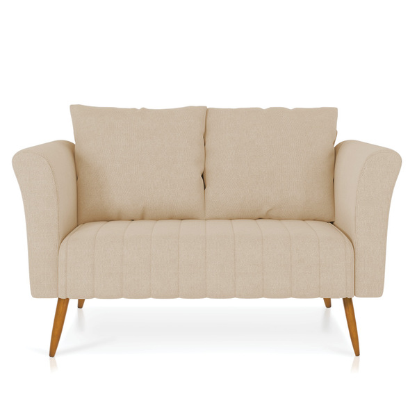 Namoradeira 02 Lugares Marilia Linho Pés Palito Castanho D03