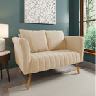 Namoradeira 02 Lugares Marilia Linho Pés Palito Castanho D03