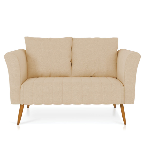 Namoradeira 02 Lugares Marilia Linho Pés Palito Castanho - D'