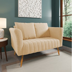 Namoradeira 02 Lugares Marilia Linho Pés Palito Castanho - D'