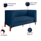 Namoradeira 02 Lugares Miami Veludo Azul Marinho Base De Made