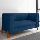 Namoradeira 02 Lugares Miami Veludo Azul Marinho Base De Made