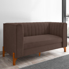 Namoradeira 02 Lugares Miami Veludo Base De Madeira Castanho