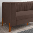 Namoradeira 02 Lugares Miami Veludo Base De Madeira Castanho