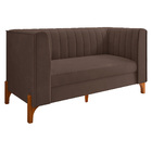 Namoradeira 02 Lugares Miami Veludo Base De Madeira Castanho