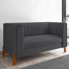 Namoradeira 02 Lugares Miami Veludo Grafite Base De Madeira C