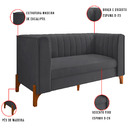 Namoradeira 02 Lugares Miami Veludo Grafite Base De Madeira C