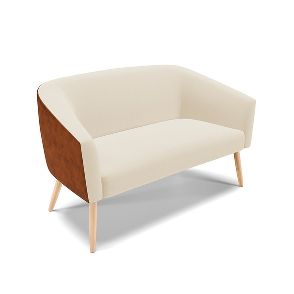 Namoradeira 02 Lugares Stella Corano Nozes Com Linho Pés Pali