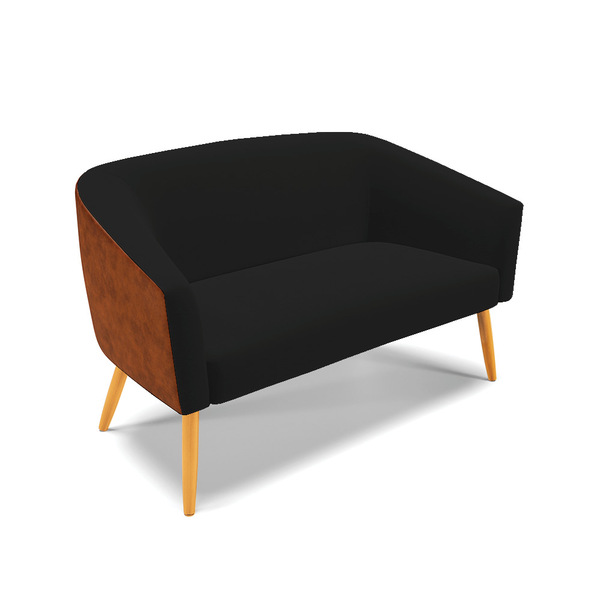 Namoradeira 02 Lugares Stella Corano Nozes Com Linho Preto A7