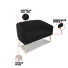 Namoradeira 02 Lugares Stella Linho Pés Palito Natural D03 -