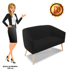 Namoradeira 02 Lugares Stella Linho Pés Palito Natural D03 -