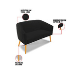 Namoradeira 02 Lugares Stella Linho Preto A79 Pés Palito Cast