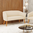 Namoradeira 02 Lugares Stella Suede Bege Pés Palito Castanho