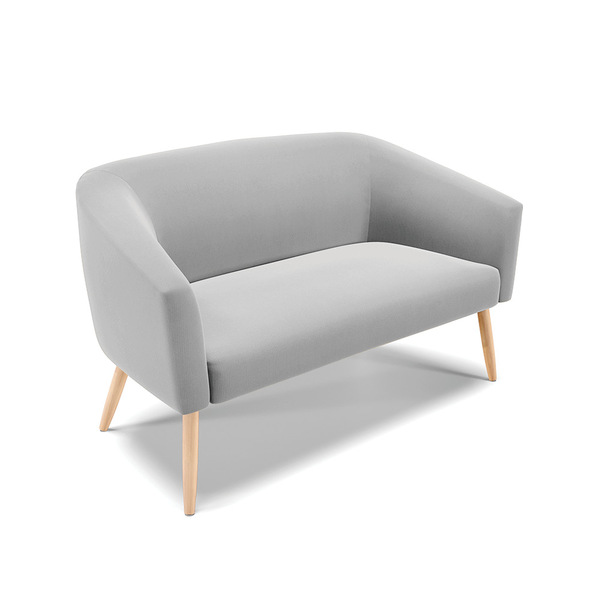 Namoradeira 02 Lugares Stella Suede Cinza Pés Palito Natural