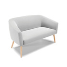 Namoradeira 02 Lugares Stella Suede Cinza Pés Palito Natural