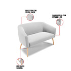 Namoradeira 02 Lugares Stella Suede Cinza Pés Palito Natural