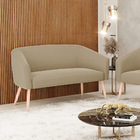 Namoradeira 02 Lugares Stella Suede Marrom Rato Pés Palito Na