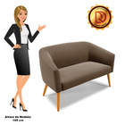 Namoradeira 02 Lugares Stella Suede Pés Palito Castanho D03 -